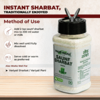 How to use Saunf Sharbat Premix – add fennel variayali drink powder to water or milk and mix well