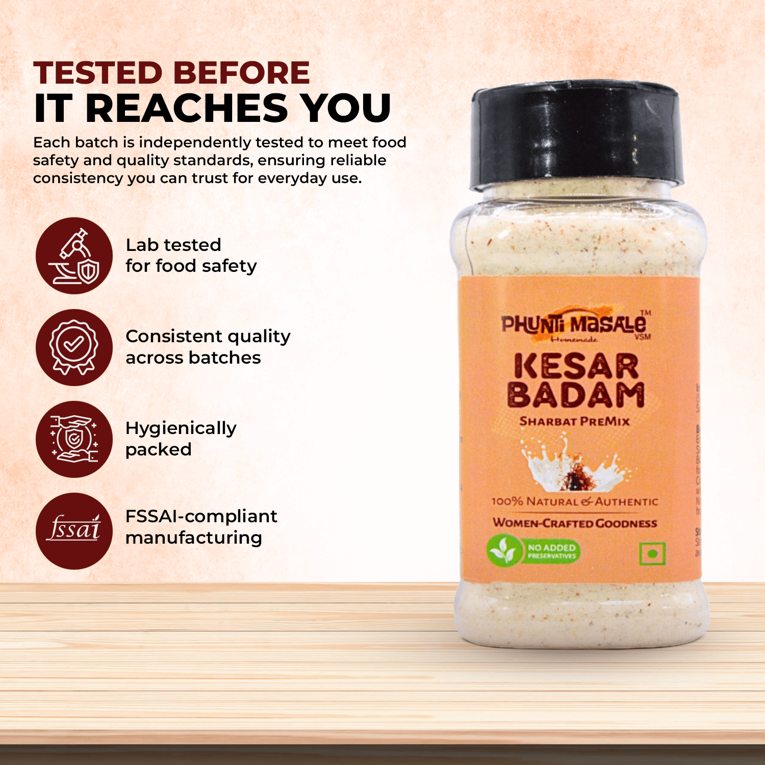 Kesar Badam Milk Mix - 100g | Sweet & Milk Mix for Hot or Cold Milk | No Preservatives, No Colors & No Added Flavors 6 Kesar Badam Milk Mix - 100g | Sweet & Milk Mix for Hot or Cold Milk | No Preservatives, No Colors & No Added Flavors - Image 6
