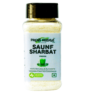 Phunti Masale Saunf Sharbat Premix made with premium fennel seeds, poppy seeds, and green cardamom.