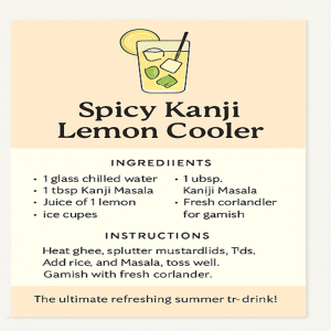 Lemon cooler drink with ice cubes and Kanji Masala.