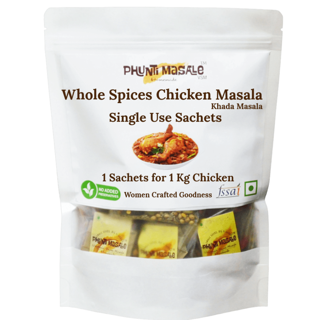 Whole spices range single use sachets, one time use sachet packs chicken