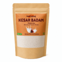 Phunti Masale Kesar Badam drink mix with saffron almonds and traditional Indian milk beverage