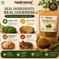 Moringa chutney powder ingredients moringa leaves roasted dals sesame peanuts and spices