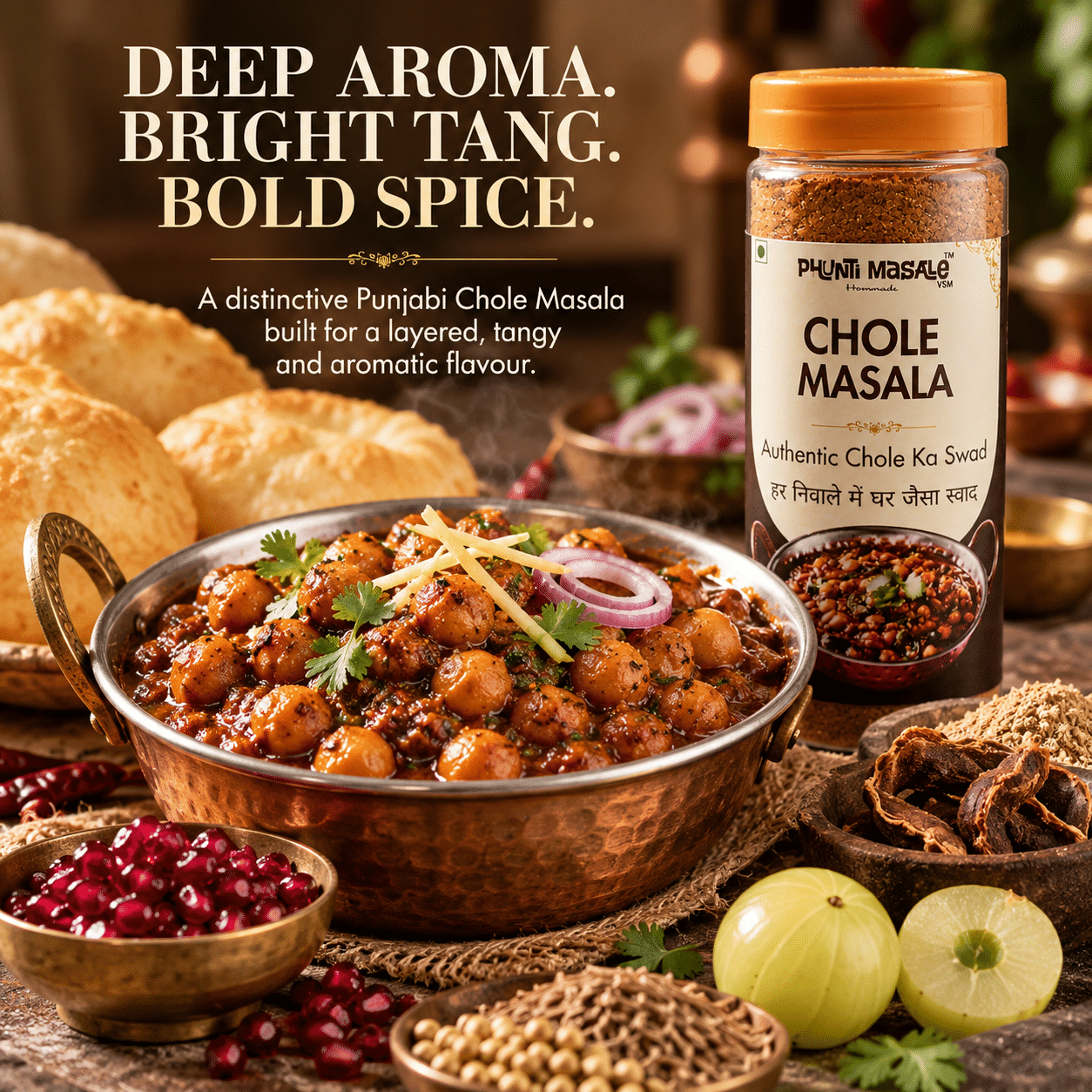 Chole Masala Powder 150g | Authentic Punjabi Chana Masala for Chole Bhature, Traditional Homemade Taste 2 Phunti Masale Chole Masala Powder 150g with Punjabi chole, bhature and aromatic spices