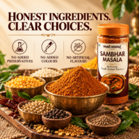 Phunti Masale Sambhar Masala with honest ingredients and no added preservatives, colours or artificial flavours